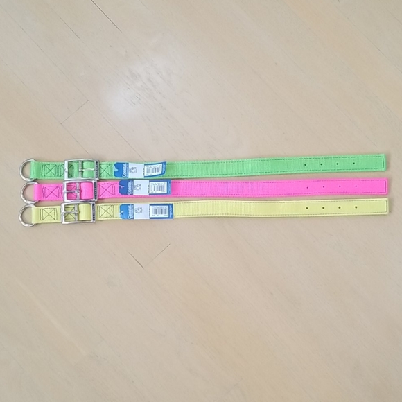 3 Coastal 18 Inch Dog Collars Pink Green Yellow - Picture 4 of 7